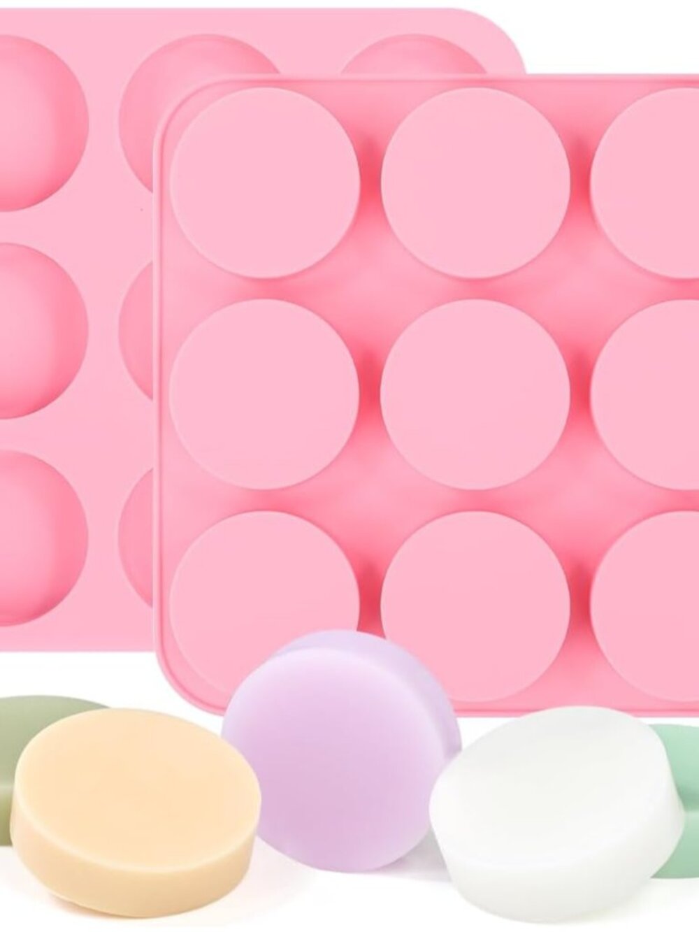 Round Silicone Soap Mold Set, 2-Pack 9-Cavity Soap Molds